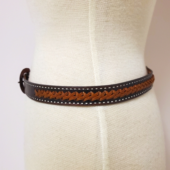 Boho Brown Leather Braided Belt - Picture 3 of 10